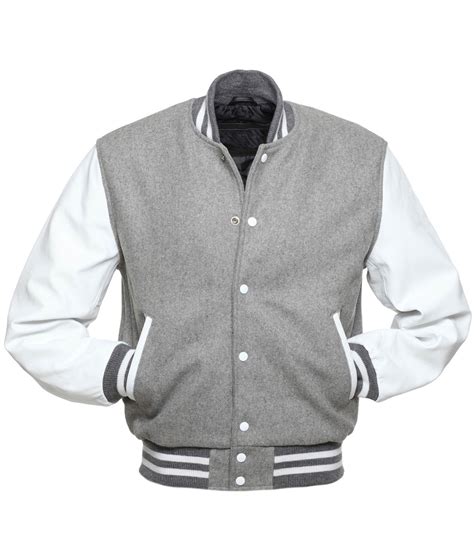 Men S Wool Leather Grey Varsity Jacket Jackets Creator