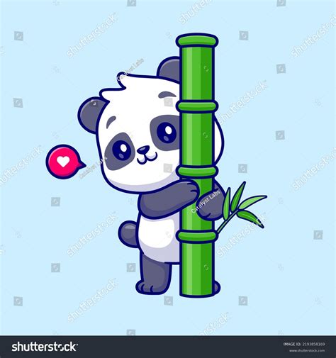 Cute Panda Hug Bamboo Tree Cartoon Vector Icon Royalty Free Stock