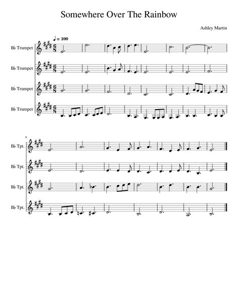 Somewhere Over The Rainbow Sheet Music For Trumpet In B Flat Mixed