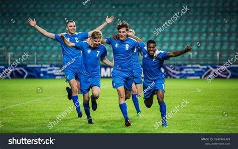 Soccer Football Championship Blue Team Forward Stock Photo 2247981429 ...