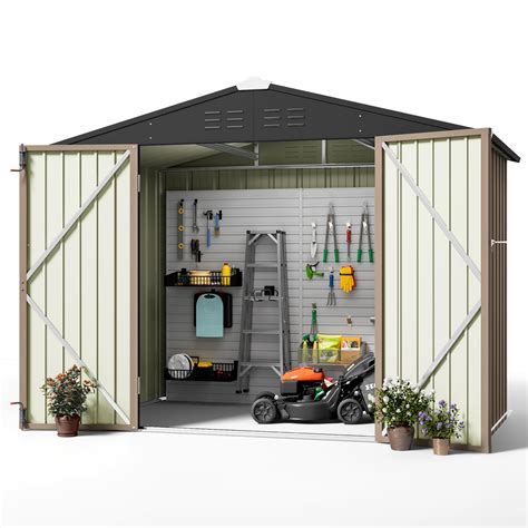 Buy Greesum Metal Outdoor Storage Shed Ft X Ft Steel Utility Tool