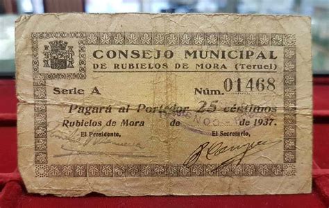 Espa A Billete Local Guerra Civil Rubielos De Mora Teruel C Ntimos