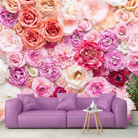 Bormia Pink Roses Wall Mural 3d Wallpaper For Girl Bedroom Big Flower Floral Mural Wallpaper For