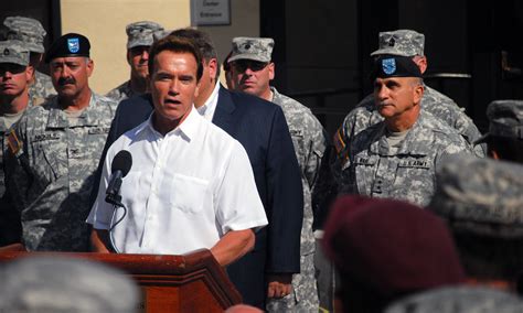 California Governor Arnold Schwarzenegger Visits 302nd Aeg National