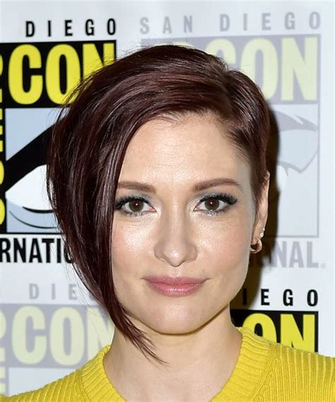 Chyler Leigh Short Straight Layered Dark Brunette Bob Haircut