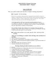 Bsbadm Manage Meetings Assessment Task Project Docx Bsbadm