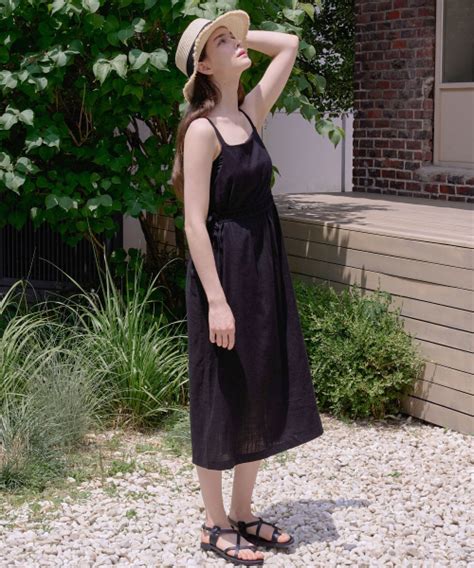 MUSINSA公式 BIBYSEOB String Slip Dress Black T42