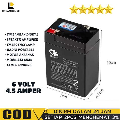 Baterai Aki Kering 6V 4 5Ah Baterai UPS Battery Lampu Emergency Aki