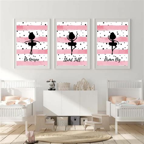 PRINTABLE Pink Ballerina Wall Art Set of 3 Inspirational - Etsy