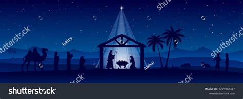 Blue Christmas Nativity Scene Three Wise Stock Vector Royalty Free 2225968477 Shutterstock