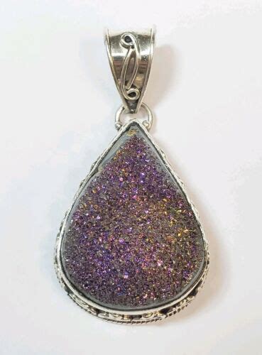 Sterling Pendant Purple Tear Gem