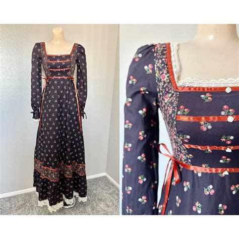 Vintage 70s Gunne Sax Calico Floral Cottagecore Prair Gem