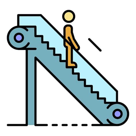 Premium Vector Man Escalator Down Icon Outline Man Escalator Down