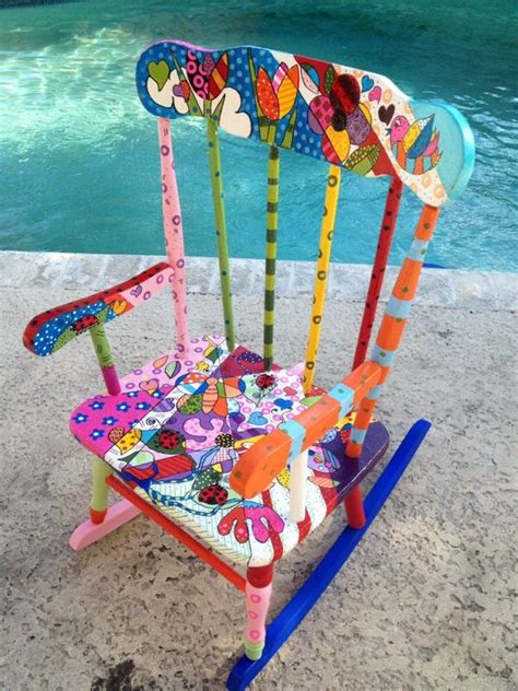 Sold Childrens Rocking Chair Hand Painted Childrens Rocker Kids