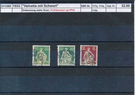 Helvetia Mit Schwert Kreidepapier Geriffelt Gest Kaufen Auf