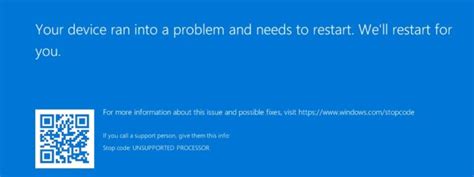 Windows Kb Bsod Pcs With Unsupported Processor Error