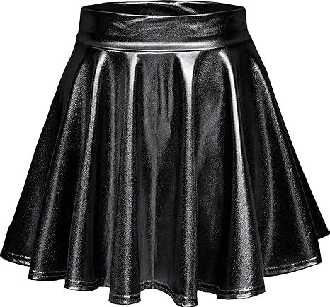 Urban Coco Women S Shiny Flared Pleated Mini Skater Skirt At Amazon