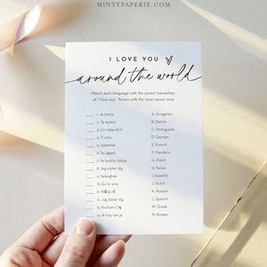 I Love You Around The World Bridal Shower Game Template Minimalist