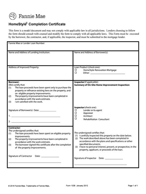 Fillable Online Fannie Mae Certificate Of Completion Fannie Mae