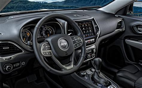 Download wallpapers 2020, Jeep Cherokee, interior, inside view, front ...