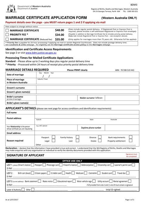 Free Printable Marriage License Application