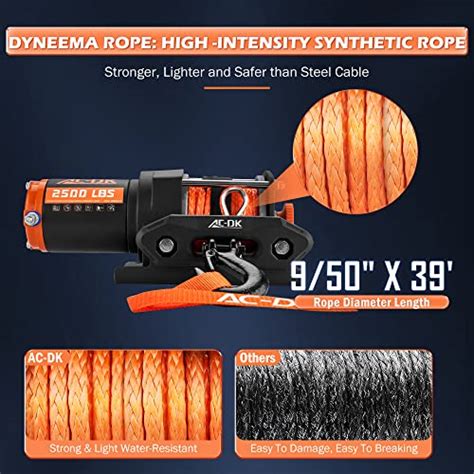 Ac Dk 2500 Lb Atv Utv Winch Synthetic Rope Kits 12v Winch With Wireless Remote For Off Road