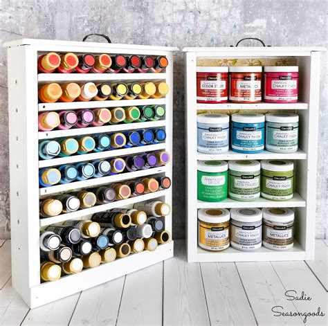 Craft Paint Storage with Wooden Drawers for Craft Room Organization