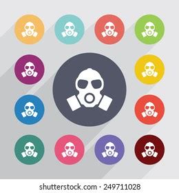 Respirator Circle Flat Icons Set Round Stock Vector Royalty Free