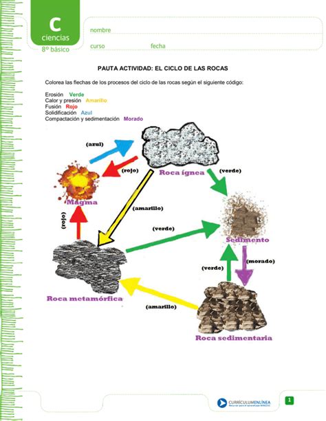 Pauta Actividad El Ciclo De Las Rocas