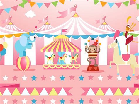 Pink Circus Birthday Party Background Circo Baby Shower Backdrop Girl