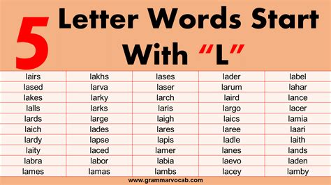 5 Letter Words That Start With L Grammarvocab