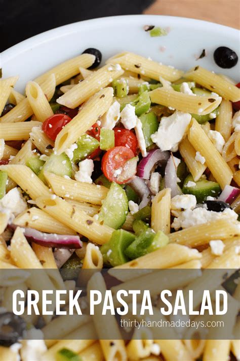 Easy Greek Pasta Salad Recipe Thirty Handmade Days