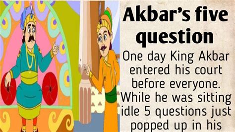 Akbar Birbal Story Akbar S Five Question Akbar Birbal Ki Kahaniya Short