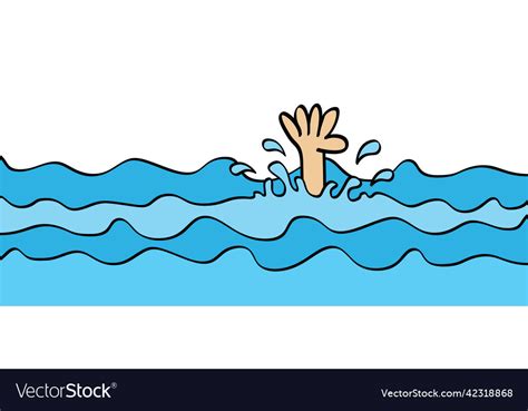 Cartoon People Man Or Woman And His Hand Drowning Vector Image