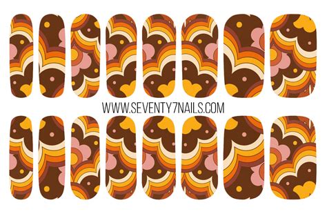 Waterslide Nail Decals 70s Brown Waves Seventy7 Nail Decals