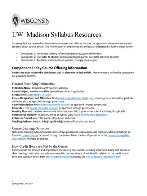 UW Madison Syllabus Resources | PDF | Information | Learning