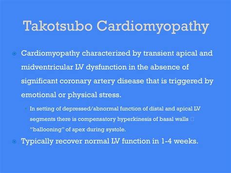 Takotsubo Cardiomyopathy Broken Heart Syndrome Ppt