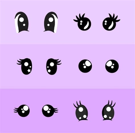 Premium Vector | Cute eyes drawing set