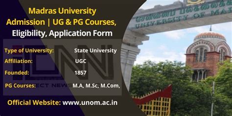 Madras University Admission 2024 Ug And Pg Courses Dates