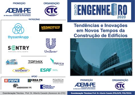 O Dia Do Engenheiro Reunir Renomados Profissionais Do Setor Cbic