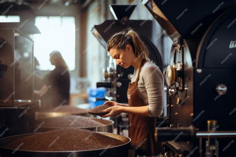 Premium Ai Image Mastering The Art Of Coffee A Woman Ensures Quality