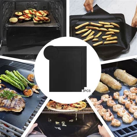 3x Tapis de grille pour barbecue anti adhésif réutilisable et résistant