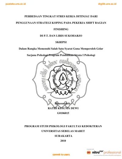 Perbedaan Tingkat Stres Kerja Ditinjau Dari Penggunaan Strategi Koping