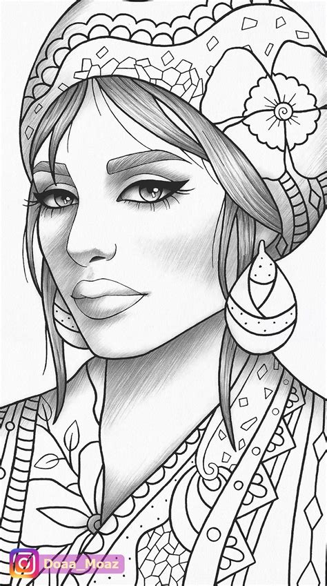 Printable Coloring Page Girl Portrait And Clothes Colouring D E Sexiz Pix