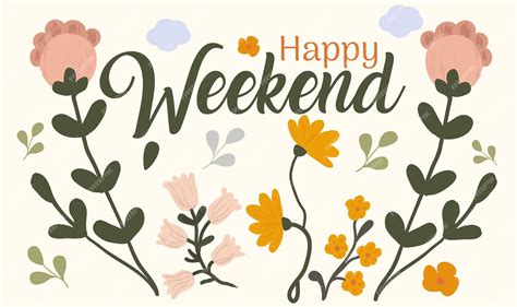 Premium Vector Happy Weekend Handwritten Flower Illustrations