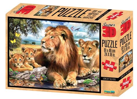 PRIME 3D Puzzle Lvi u napajedla 3D 500 dílků Puzzle puzzle cz