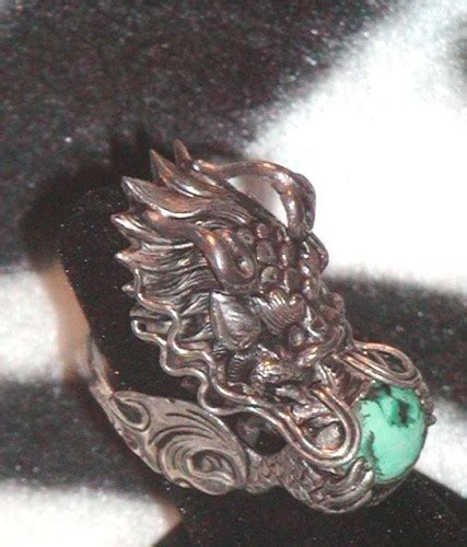 Vintage Nepalese Dragon Turquoise Sterling Silver Ring Vintage