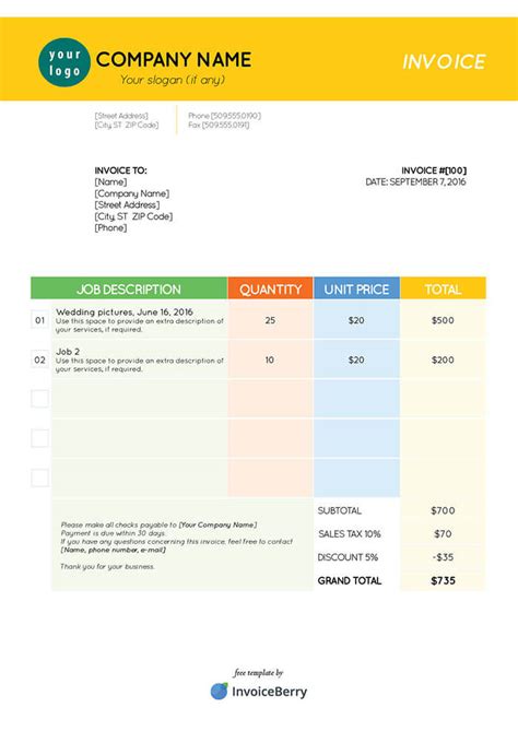 Free Furniture Invoice Templates For Companies And Contractors