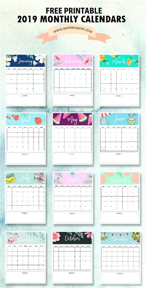 19 Free Printable 2019 Calendars The Suburban Mom