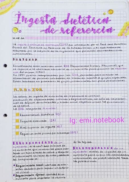 Ingesta Dietética de Referencia y Requerimiento Energético Diario emi